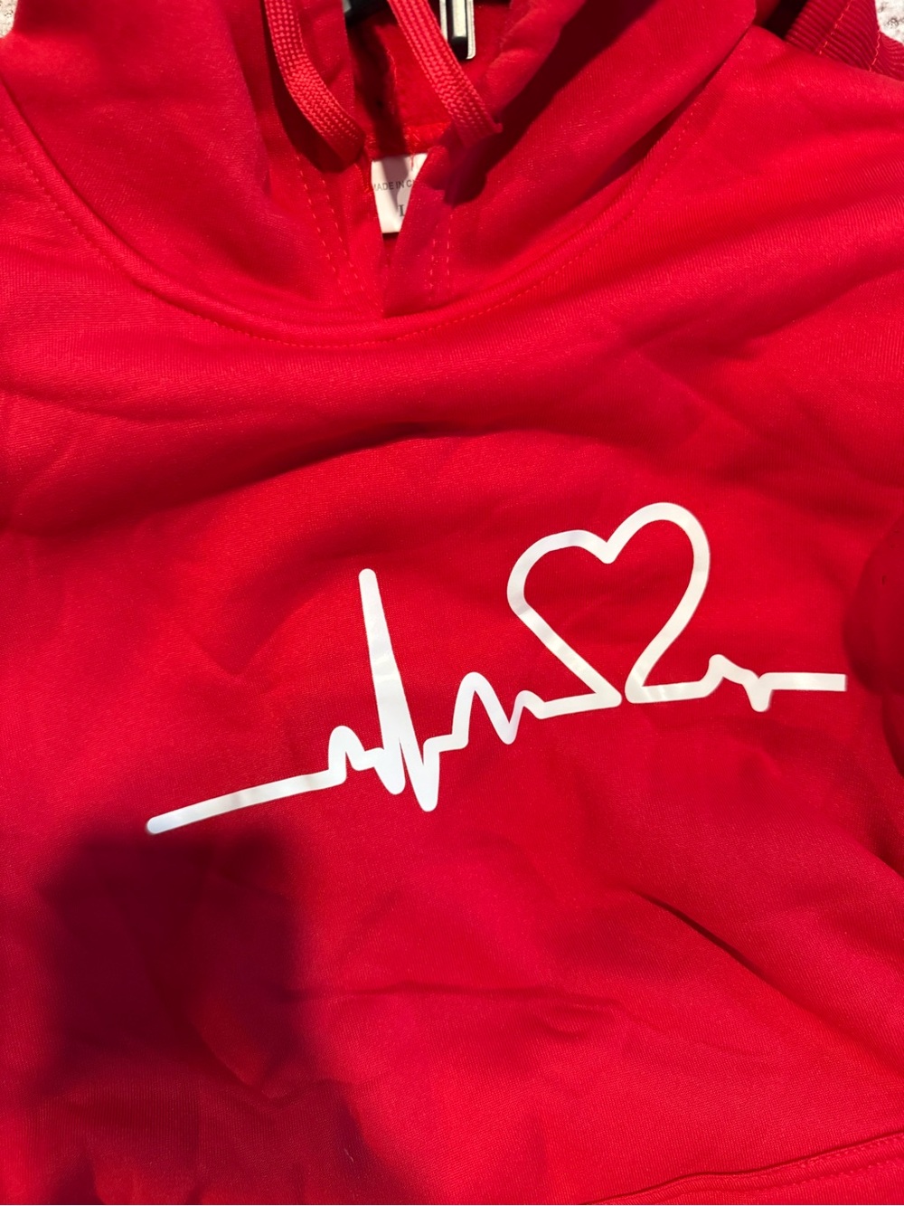 ❤️ Red Heartbeat Graphic Hoodie & Jogger Set | Size L‎ NWOT - Picture 6 of 6